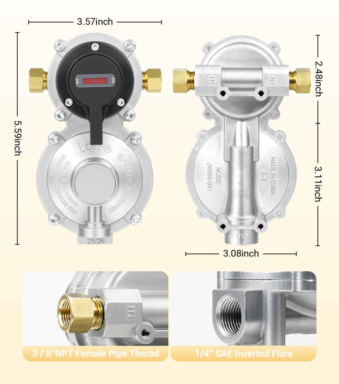 QCC1 2 Stage Automatic Changeover Regulator, 2x1.5FT + 4FT Hose Kit for RVs-USA gallery