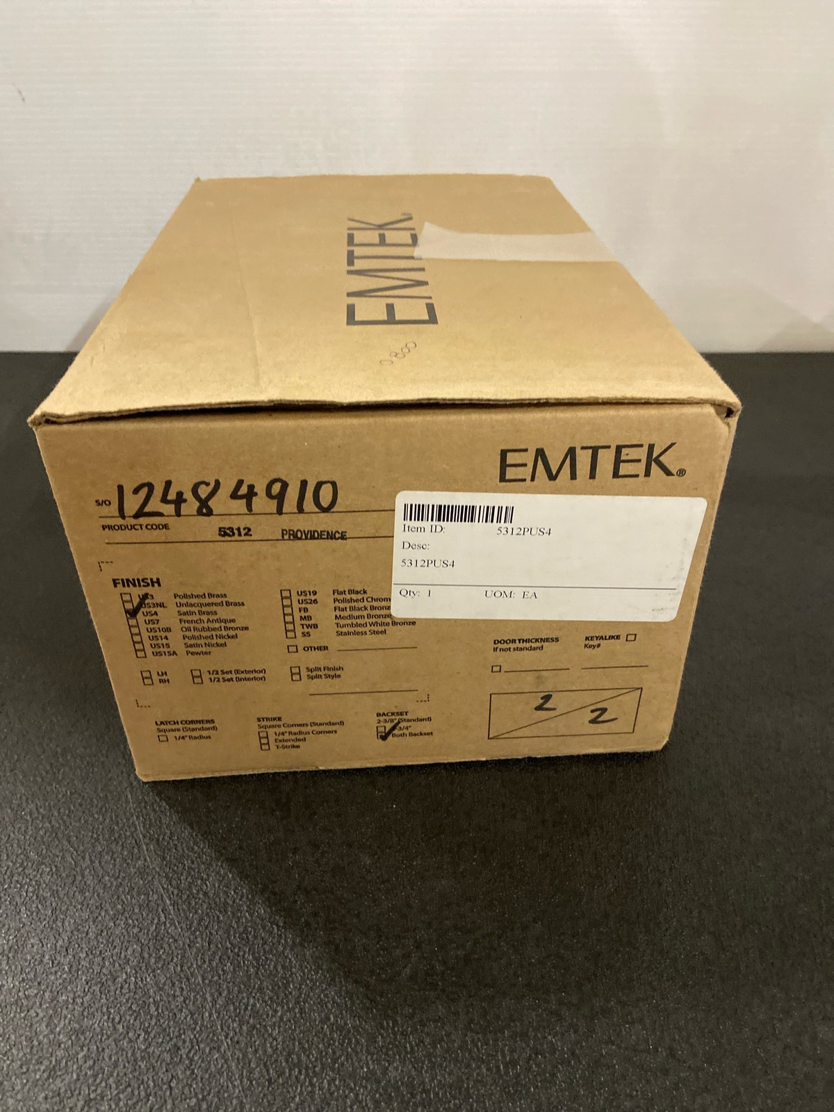 Emtek 5312US4 Providence Rectangular Keyed Entry Lever, Satin Brass gallery