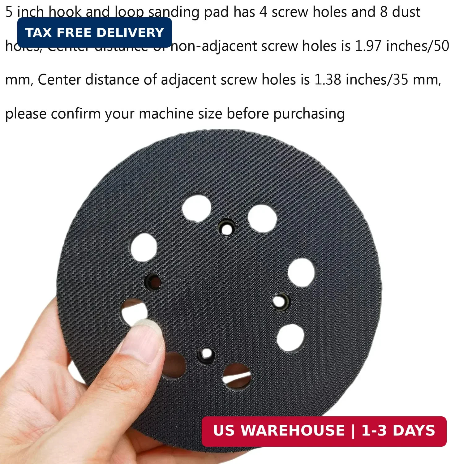 5 Inch Replacement Sander Pad for Craftsman CMCW220B & CMEW231 Sander - 5" 8 Hol gallery