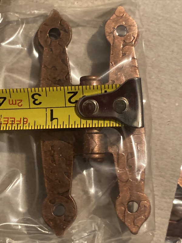 2 Pair “H” Flush Mount Antique Look Colonial Finish Copper Cabinet Hinges 2.5" gallery