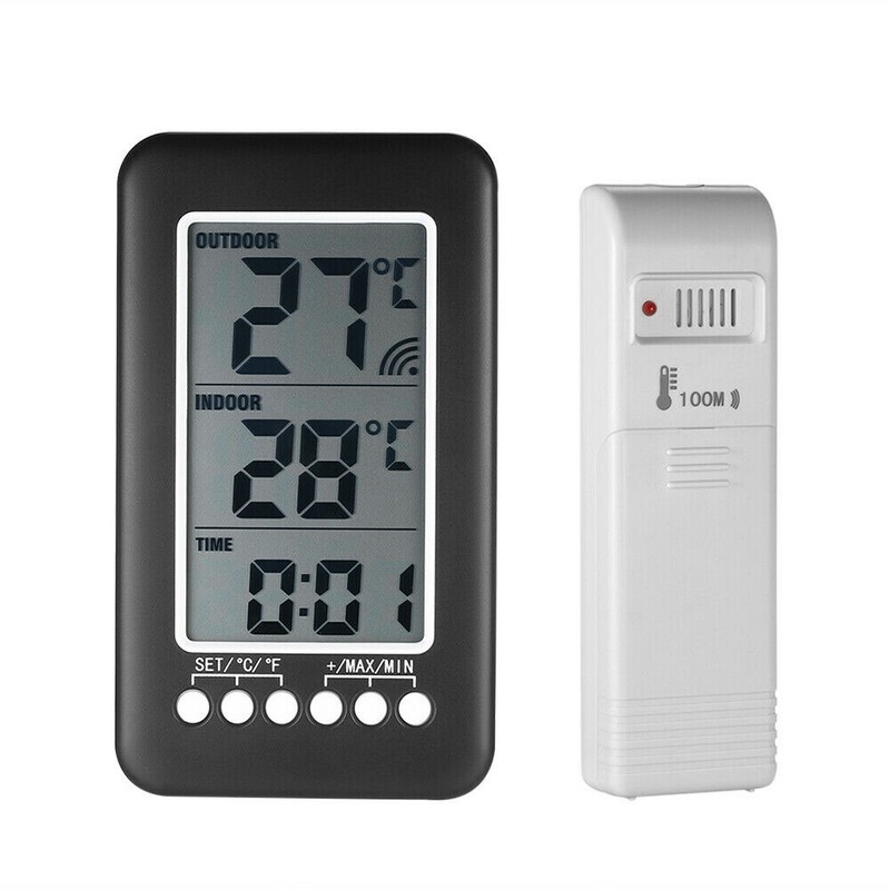 Digital Thermometer Clock Temperature Wireless Transmitter Meter Indoor/Outdoor gallery