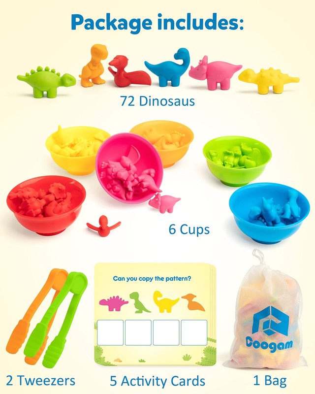 Coogam Counting Dinosaur Sorting Toy Set, Color Matching Classification Game, Mo gallery