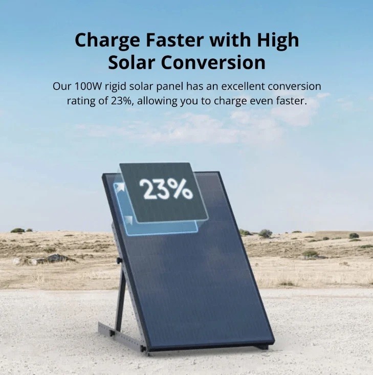 Set of 2 EcoFlow 100W Rigid Solar Panels IP68 Weatherproof Outdoor 100 watt gallery