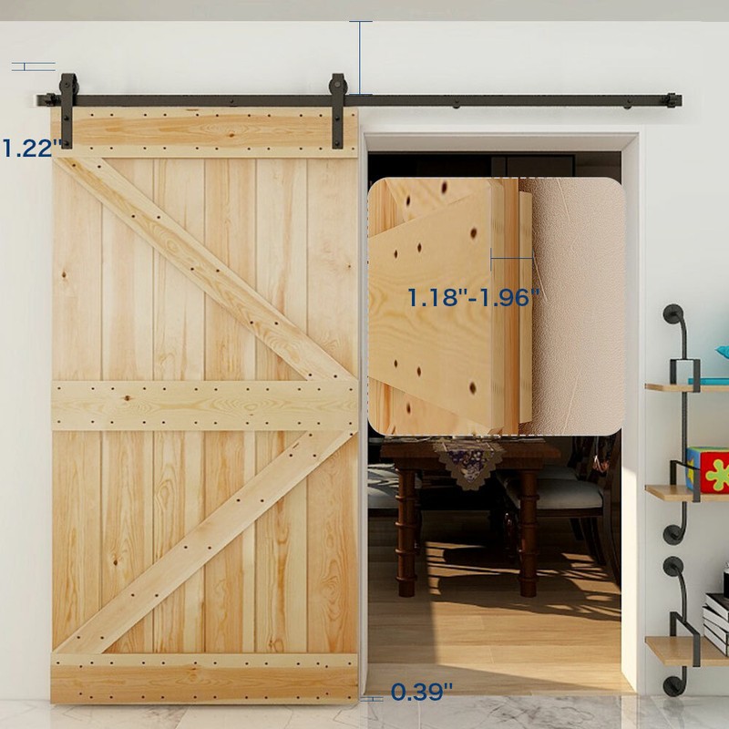 4FT-16FT Antique Single Double Wood Interior Doors Sliding Barn Door Hardware US gallery