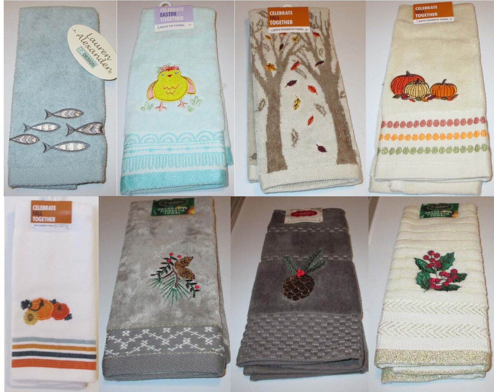 Decorative Fingertip Towels Spring Fish Fall Christmas Holiday NWT 27 Designs gallery