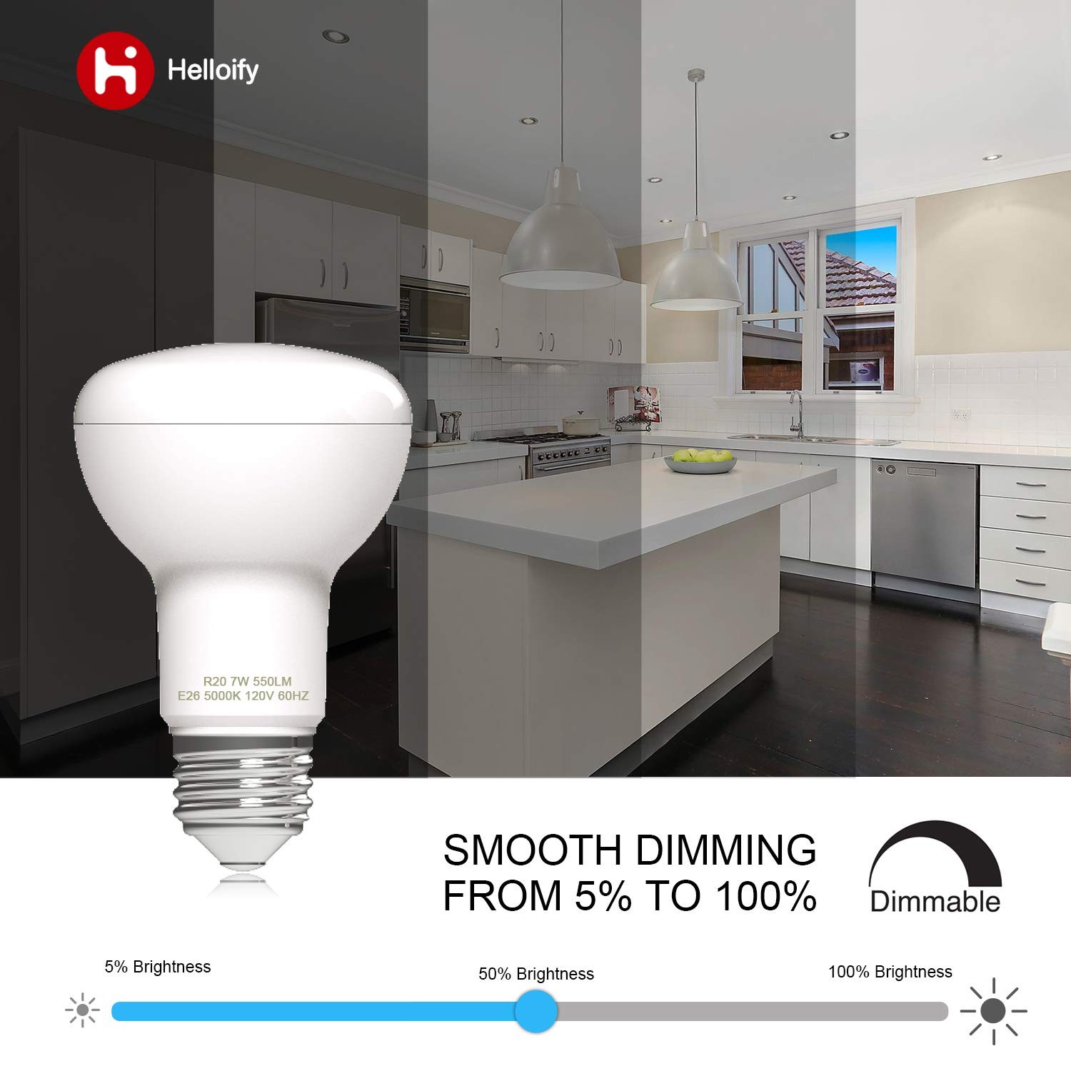 Dimmable R20/BR20 Flood Light Bulb, 7W, 50W Equivalent, 5000K Daylight White,... gallery