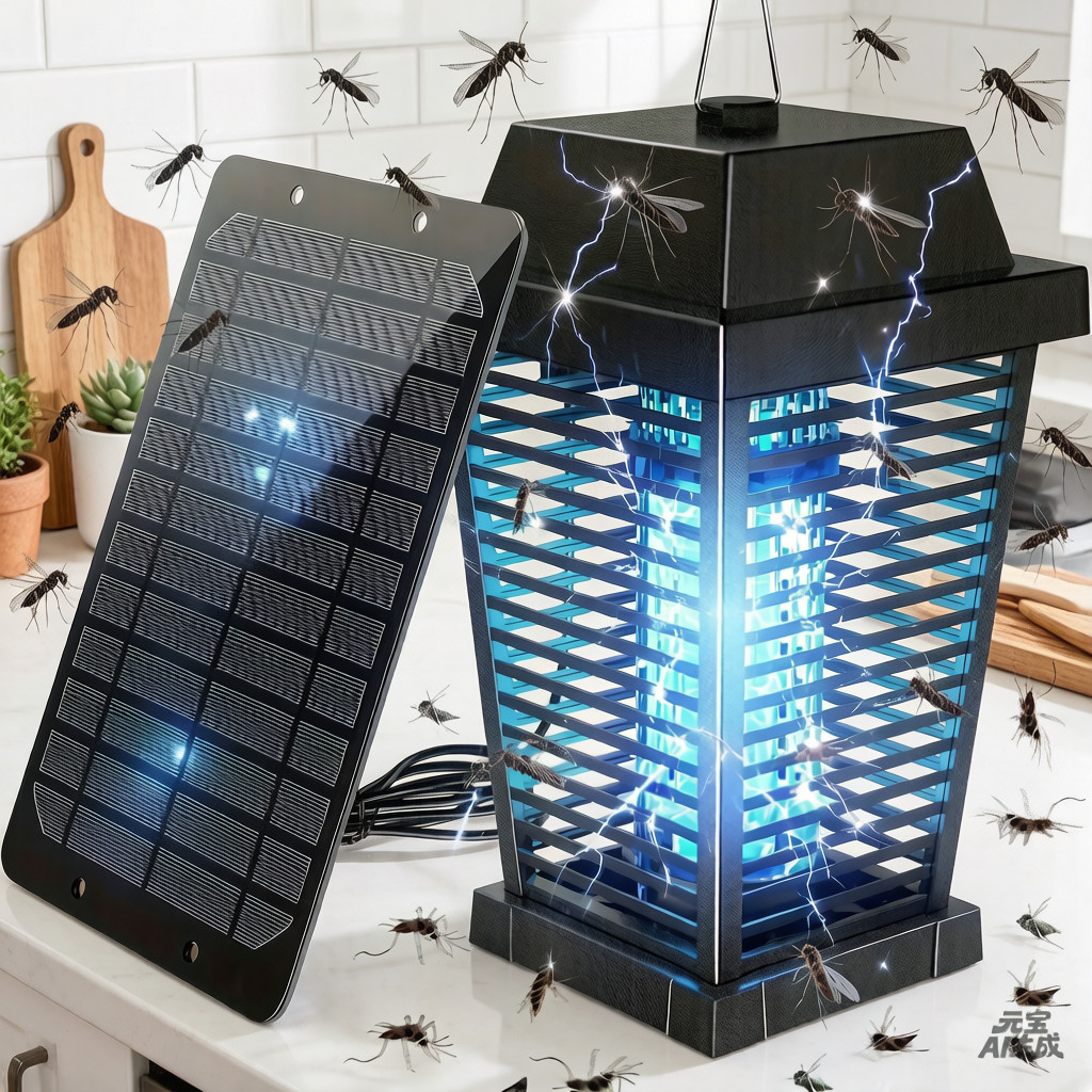 💖4500V Electric Solar Bug Zapper Outdoor, Mosquito Zapper Waterproof Fly Zapper gallery