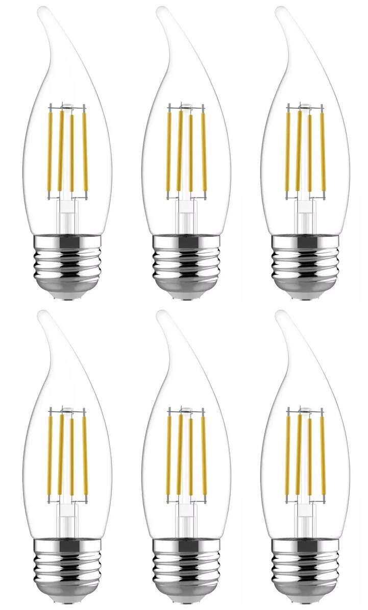 (6 bulbs) GE refresh LED cool white chandelier bulbs, 60 watt equivalent, 5.5 gallery