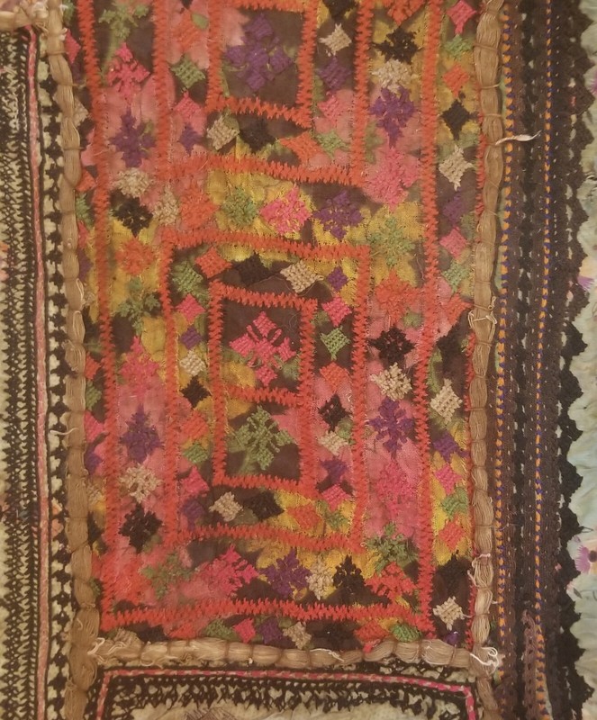 Vintage Indian Patchwork Tapestry KATCHI Mirror Rug, Handmade 3'x7' Tribal Art gallery