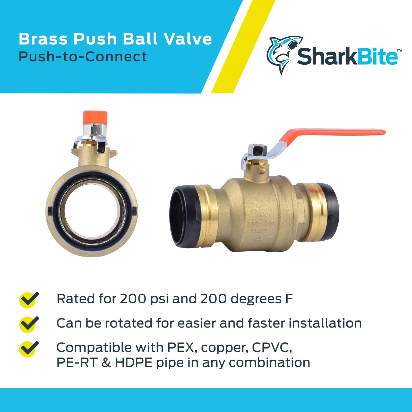 SharkBite 2 Inch Ball Valve, Push to Connect Brass 2 in. x 2 in., gallery