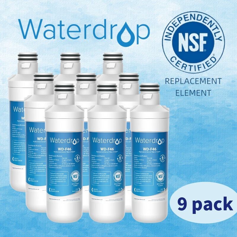 Waterdrop Refrigerator Water Filter, Replacement for LG® LT1000P®, Pack of 9 gallery