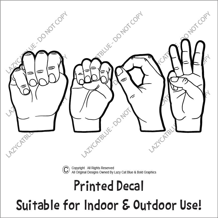 MEOW Sign Language Decal Sticker Printed Die Cut Cat Kitty ASL Love Life Kitten gallery