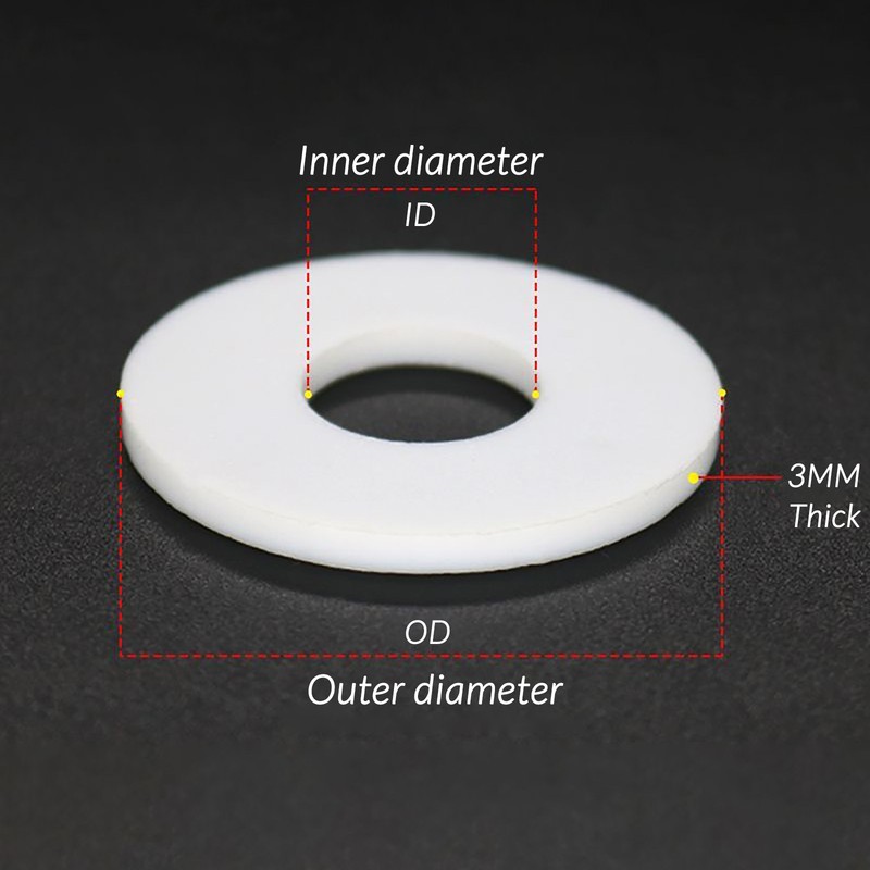 3MM THICK WHITE PTFE HIGH TEMP FLAT RING WASHER SEAL GASKETS 6mm - 219mm ID gallery