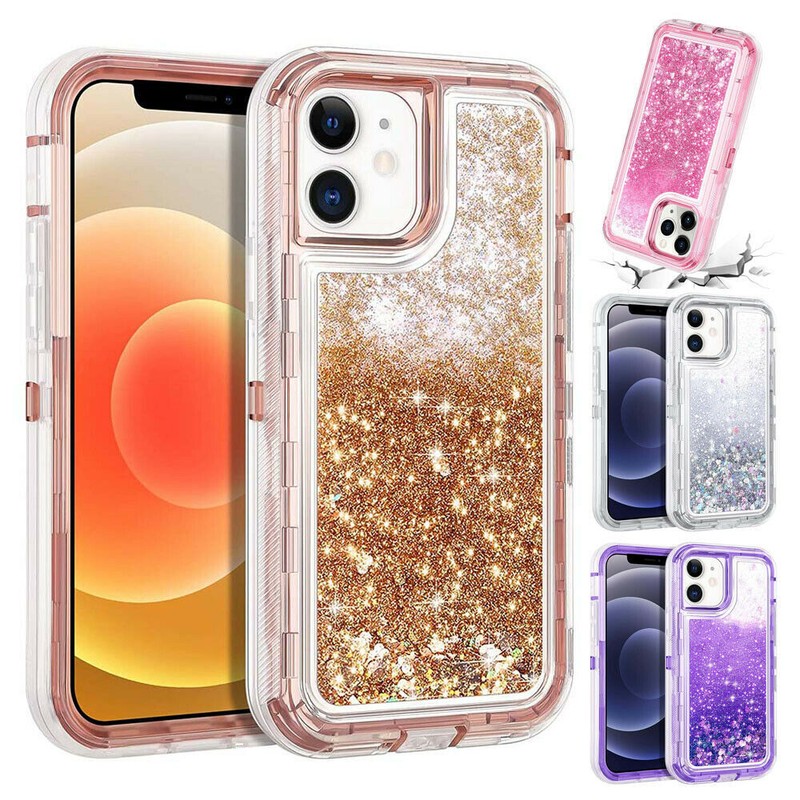 For iPhone 16 Pro Max 15 14 Shockproof Liquid Glitter Defender Case Bling Cover gallery