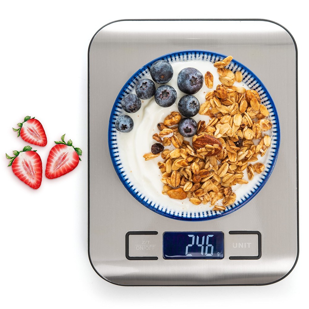 Moss and Stone Digital Kitchen Scale, 11 Lb 5 Kg, Stainless Steel, Grams, Oz