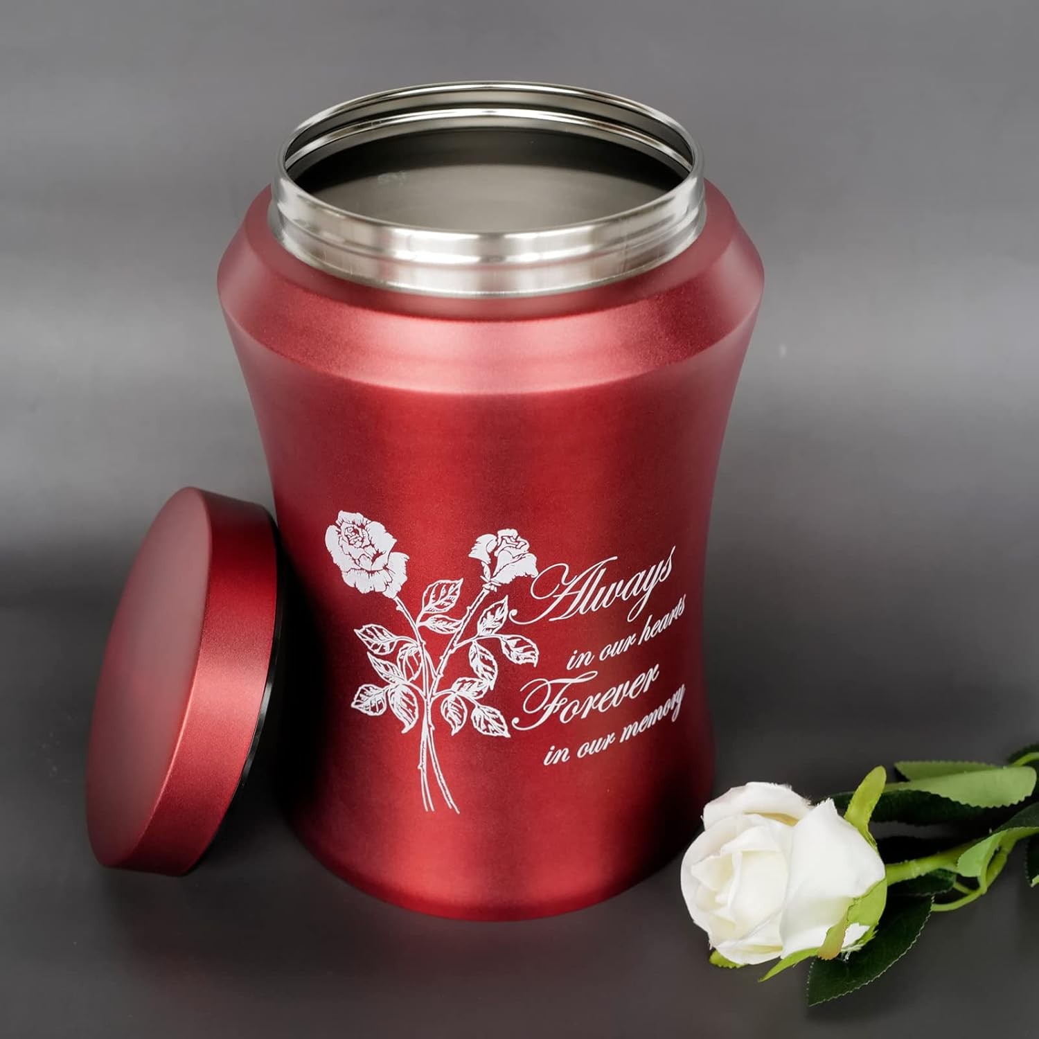 Large Cremation Urns for Adult Human Ashes, 220 lbs, Rose of Love-red gallery
