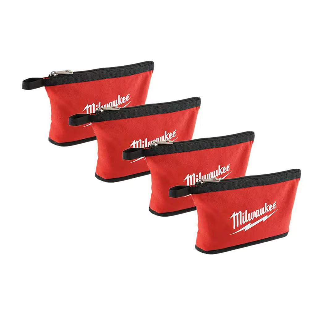 Milwaukee Tool Bag Set 12in Red Zipper Pouch 4 Pack Heavy Duty Canvas Storage gallery