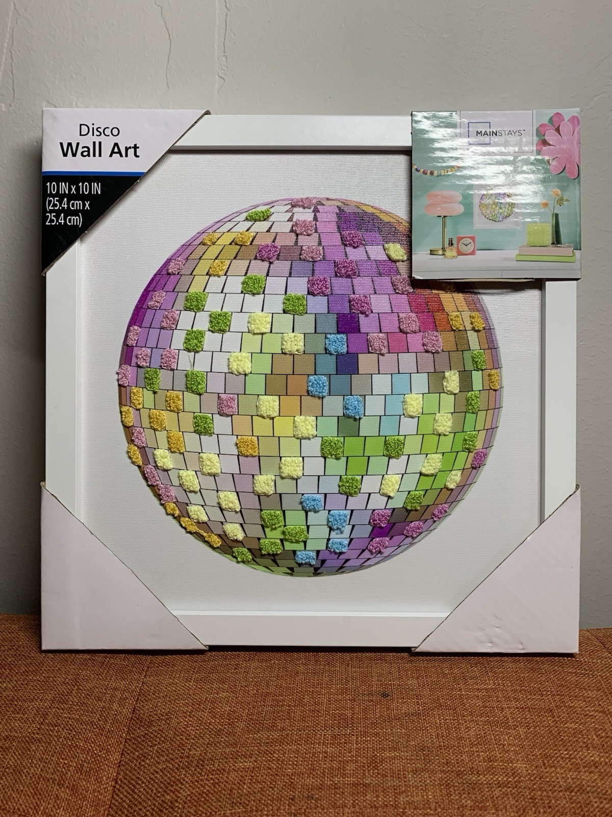 Mainstays Textured Framed Multicolor disco wall art 10"L x10"W Ready To Hang gallery