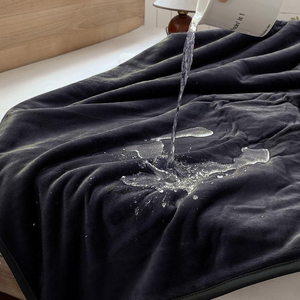 Black Waterproof Throw Blanket Bed Splash Flannel Up To 60 oz 40x60 In 1 PCS gallery