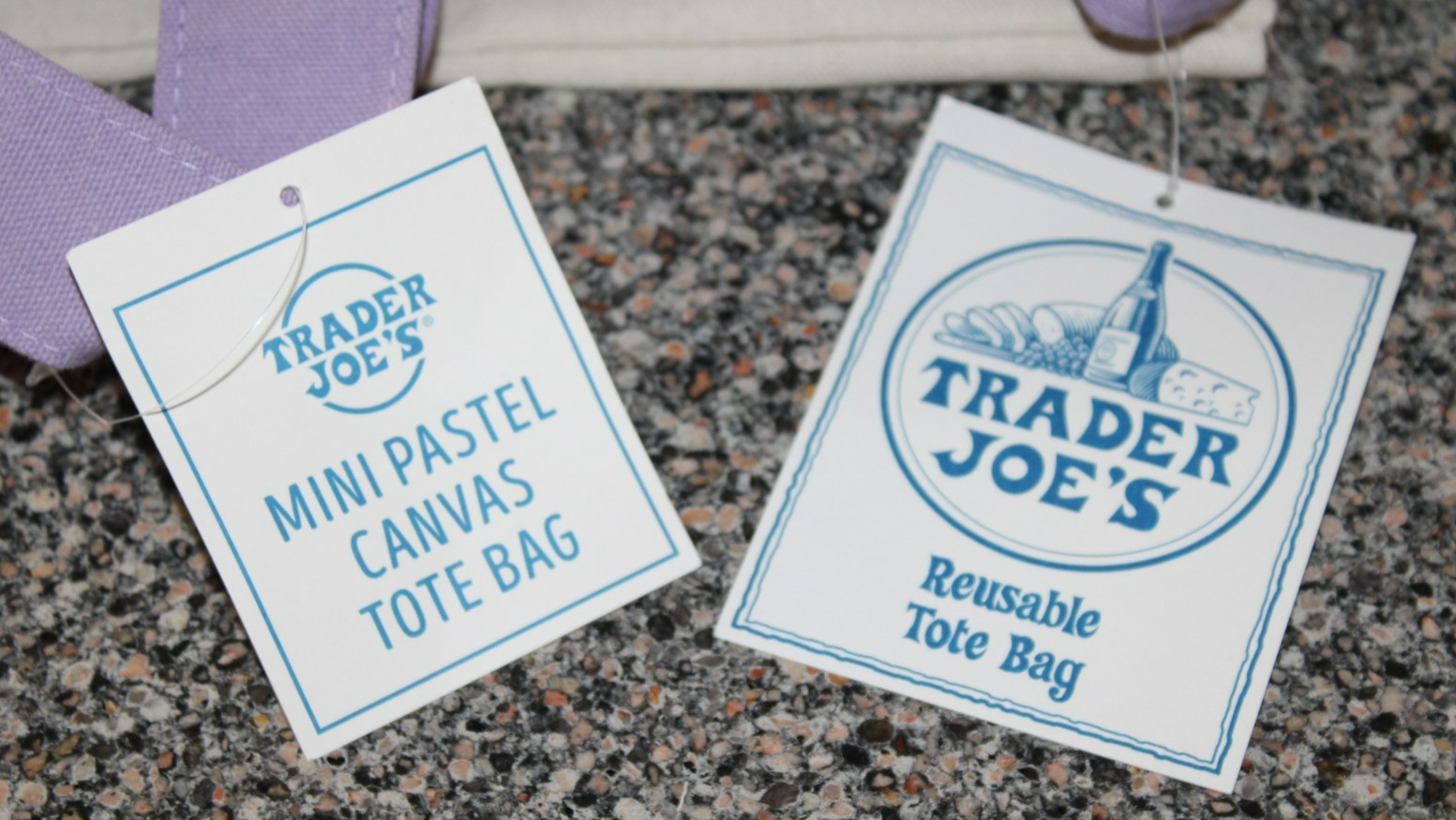 2 NWT Spring Easter 2026 Trader Joe’s Lavender Canvas Tote Bags Large + Mini-SU gallery
