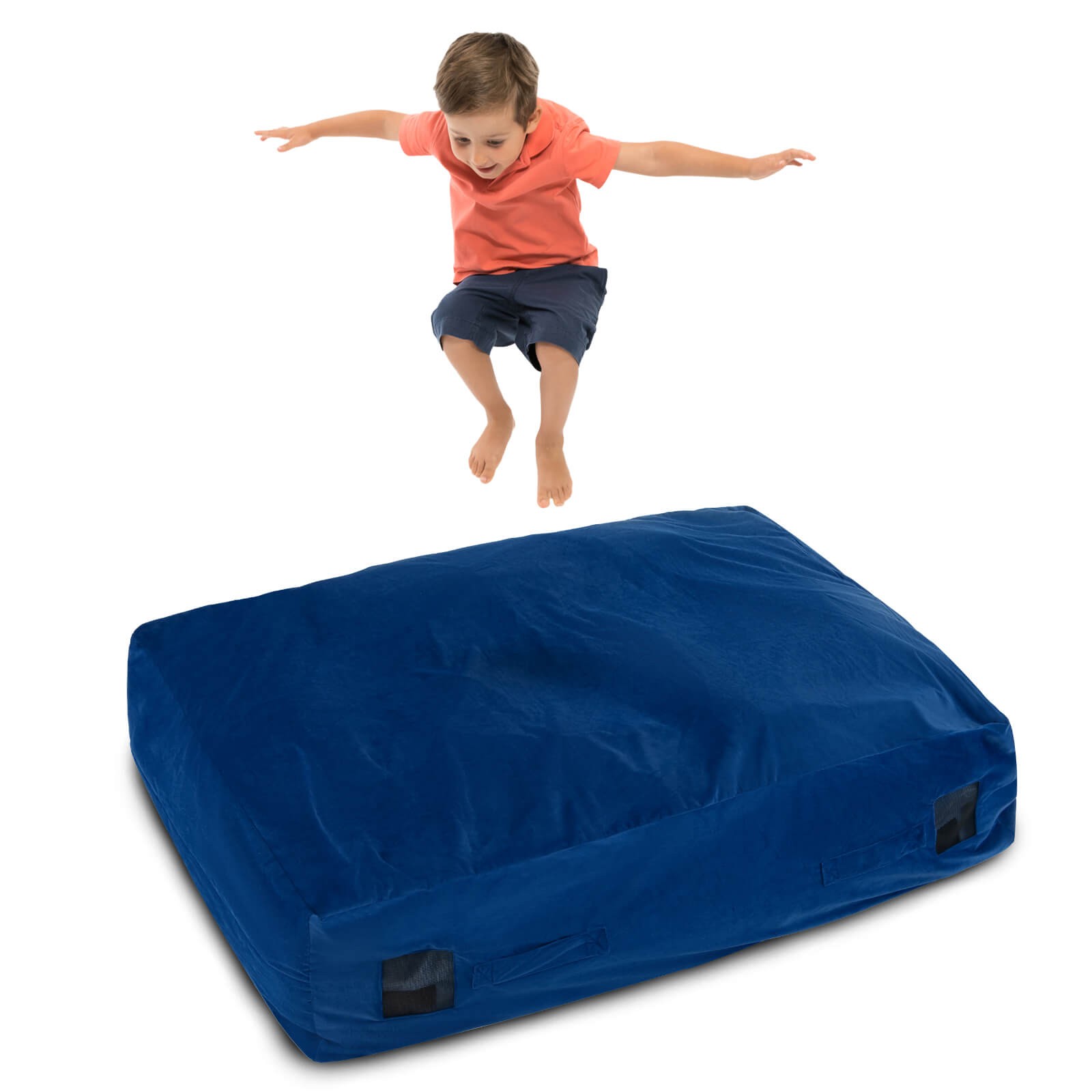 48" x 36" Crash Pad Sensory Mat w/ Foam Blocks and Washable Velvet Cover Blue gallery