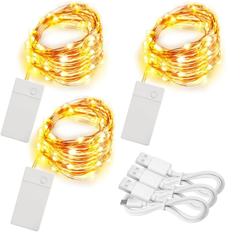 3 Pack Rechargeable String Fairy Lights 10ft 30 LED 4 Modes Copper Wire Chris gallery