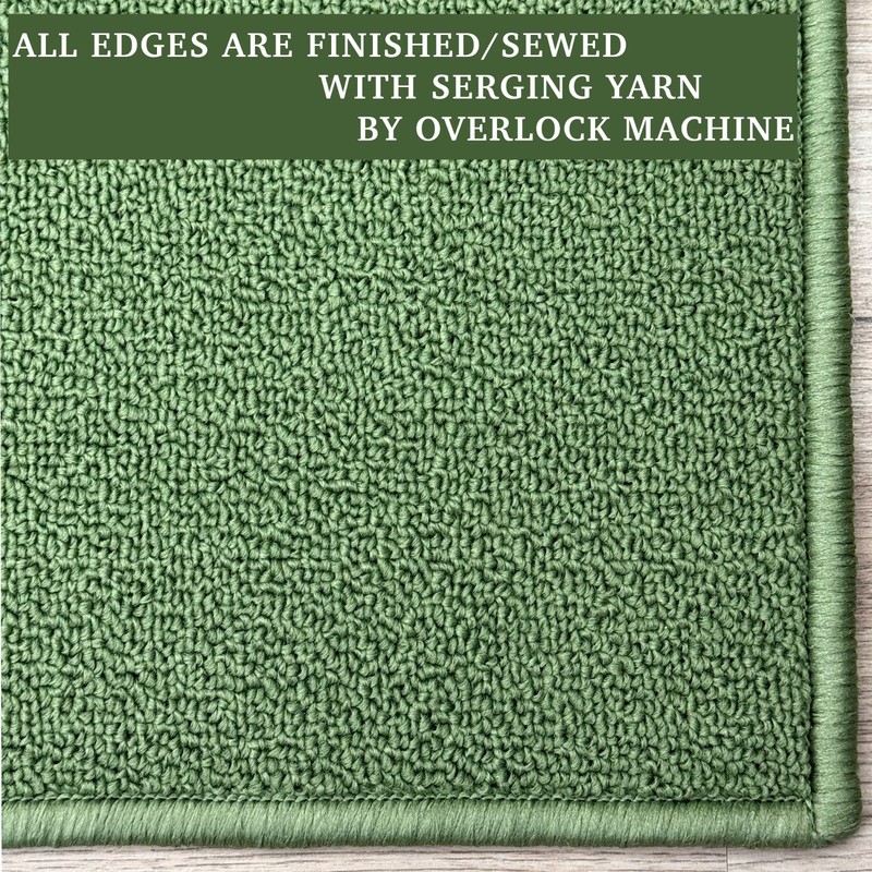 CUSTOM SIZE Anti Slip Latex Back Loop Pile Solid GREEN INDOOR Runner Rug gallery