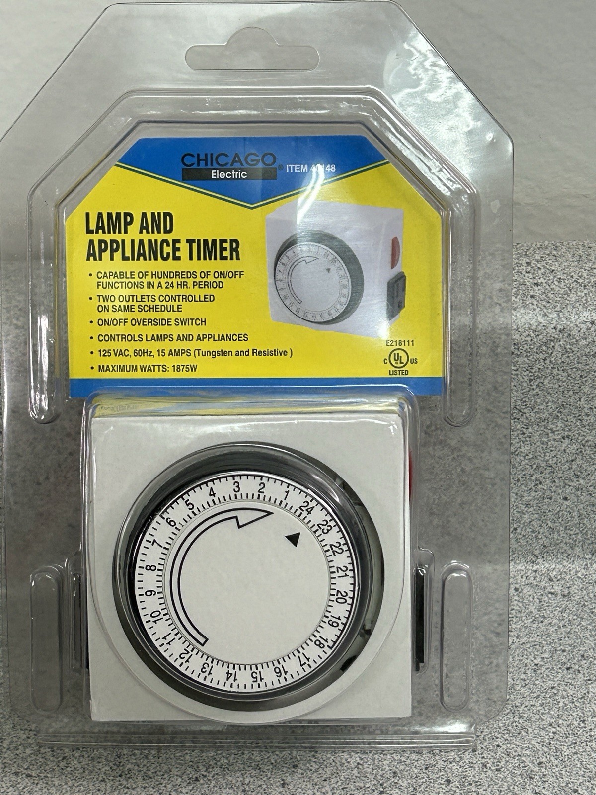 Chicago Electric Lamp and Appliance Timer. 125V / 60Hz /1875W, #40148 New gallery