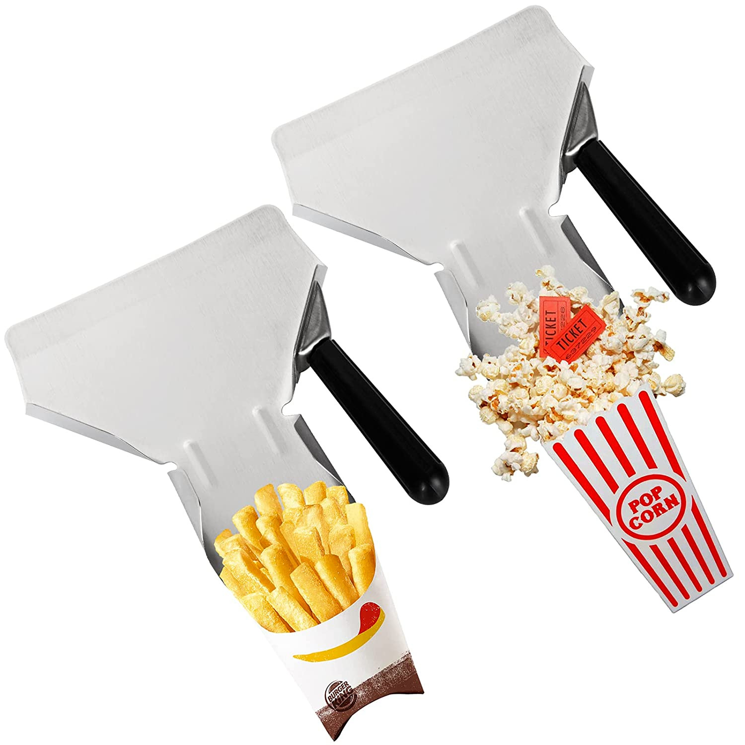 2 Pack Popcorn Scoop Stainless Steel French Fry Scooper Scoop Quick Fill Popcorn gallery
