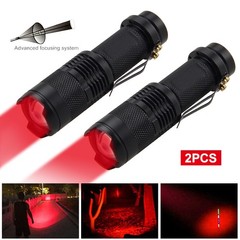 2PCS LED Flashlight Zoom Torch Clip Adjustable Focus Hunting Green/Red/White