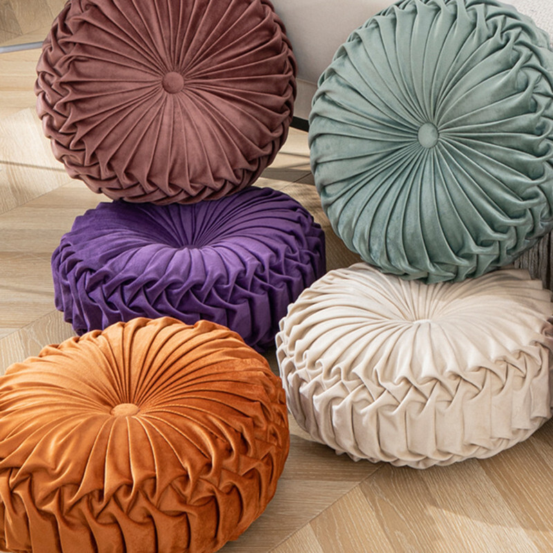 Pumpkin Pleated Round Throw Pillows Meditation Cushion for Chair Sofa Home Decor gallery