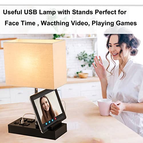 Upgraded 3 USB Table Lamp with 2 USB A & C USB C +2 USB A +2 AC Outlets gallery