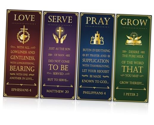 4Pcs Church Banners with Scripture for Sanctuary Wall Worship Classical gallery