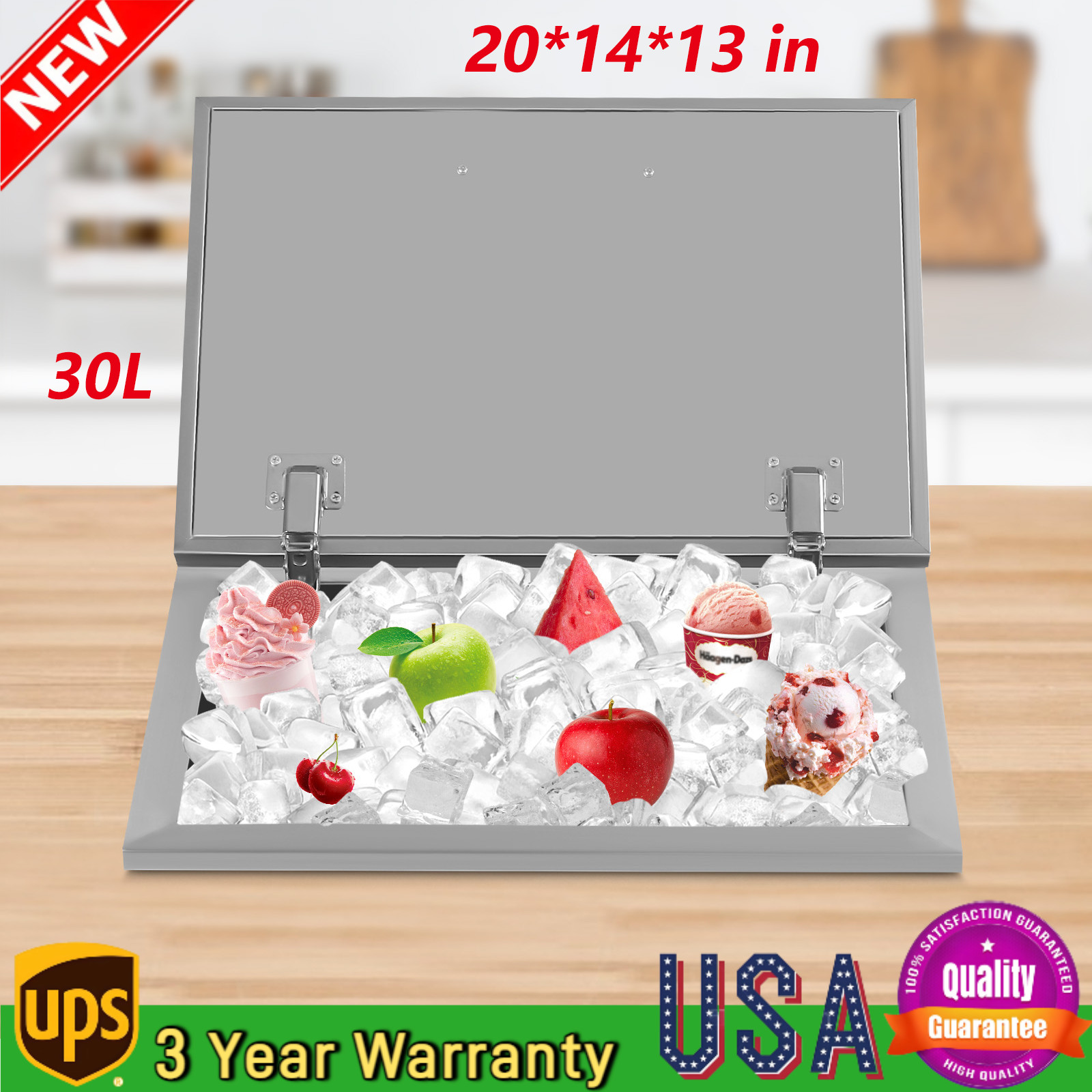 Drop In Ice Chest Bin Wine Chiller Cooler with Cover Home Kitchen 20x14x13Inch gallery
