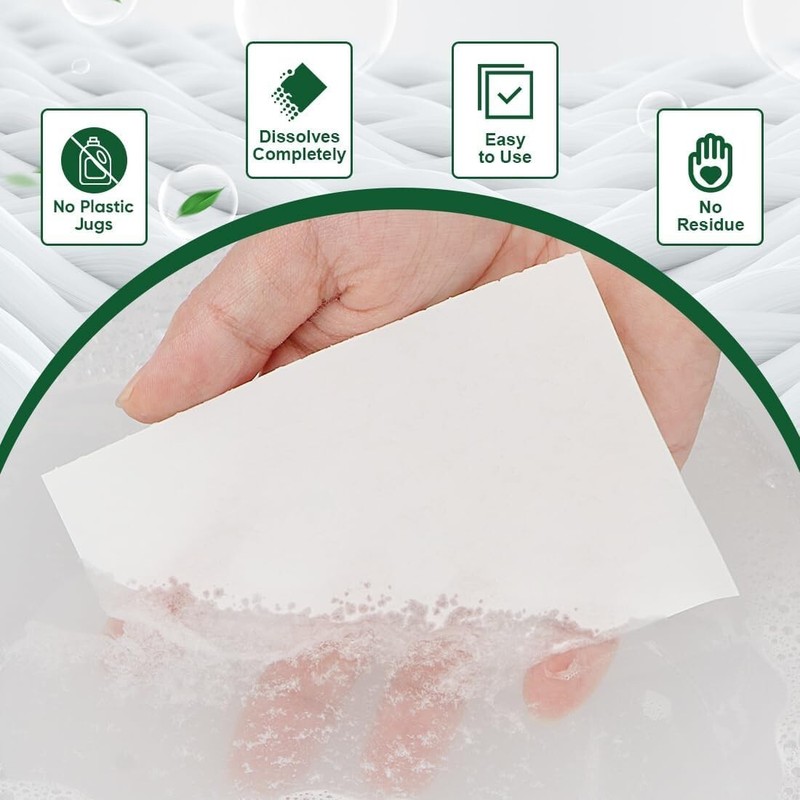 AIDEA Laundry Detergent Sheets, Unscented-(100 Loads) 50 Sheets, Eco-Friendly gallery