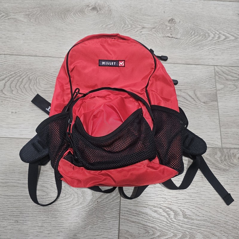 small Millet Backpack & Drawstring bag red Hiking Camping padded Zippered Sack  2