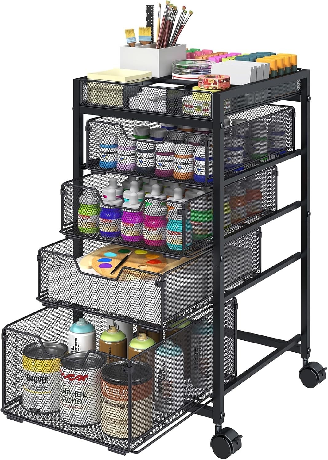 Rolling Utility Cart W/ 4 Drawers Craft Organizer & Storage Carts W/ DIY Divider gallery