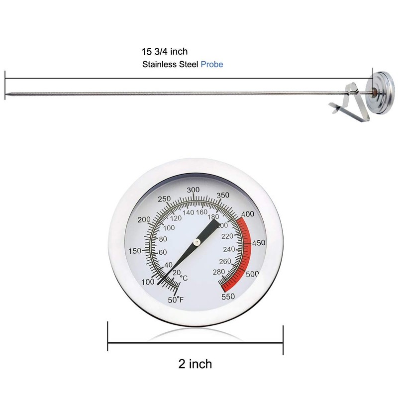 Deep Fryer/Candy/Turkey Thermometer with Clip&15 inch stem - Professional Kitche gallery