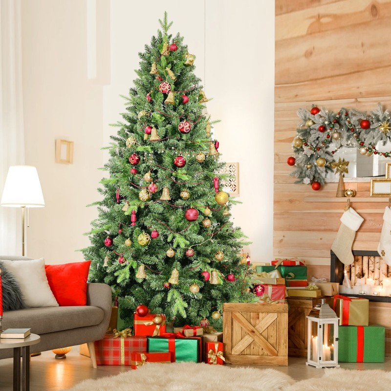 4-9 ft Artificial Christmas Tree Unlit Hinged Spruce Xmas Tree with PE & PVC Tip gallery