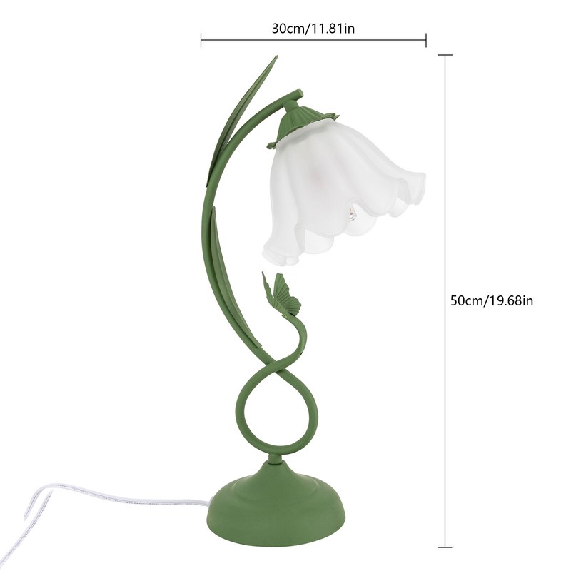 Flower Shape Glass Table Lamp Bedside Desk Light Fixture Green Reading Lamp... gallery