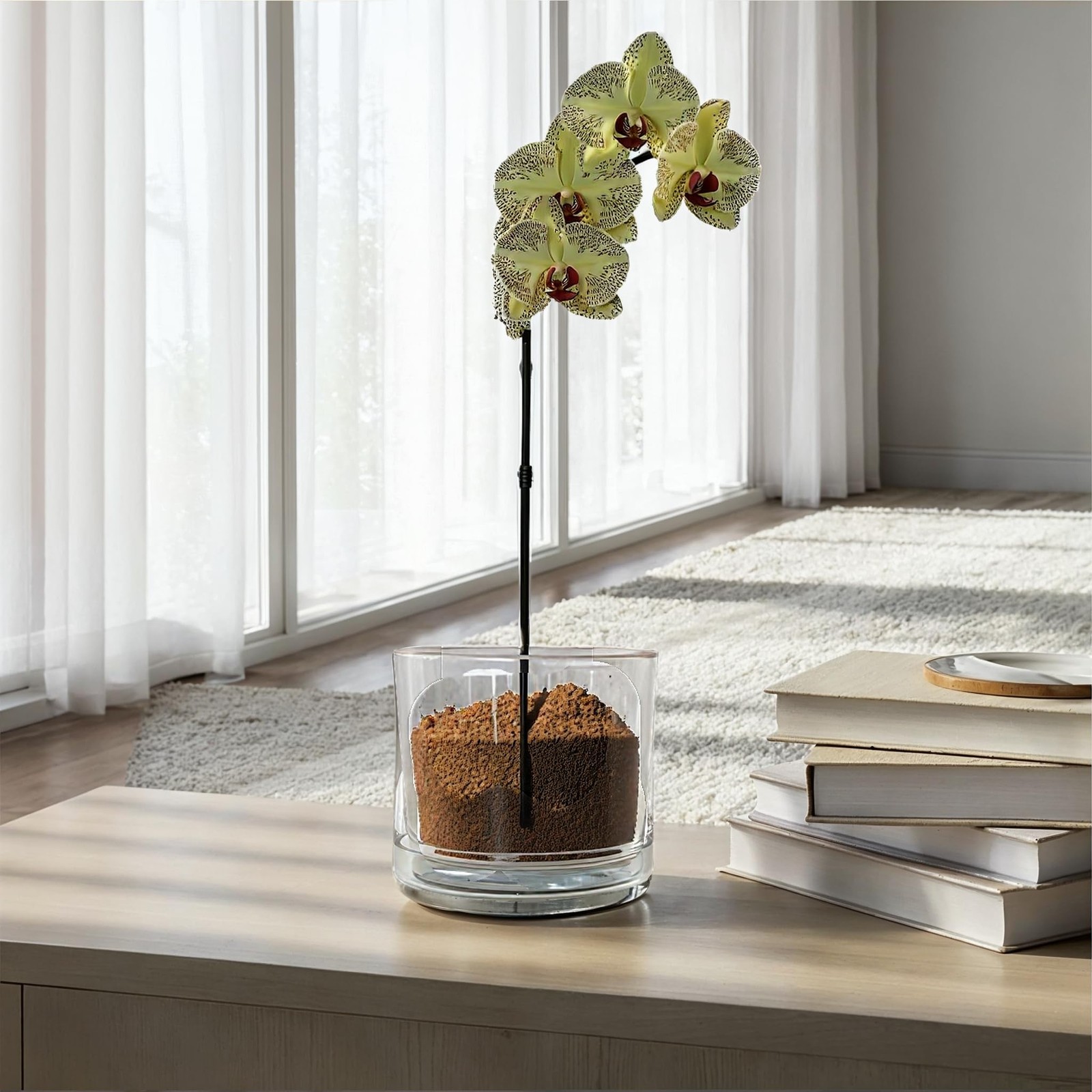 Creative Co-Op Large Hand-Blown Glass Planter Drainage Hole And Saucer Clear gallery