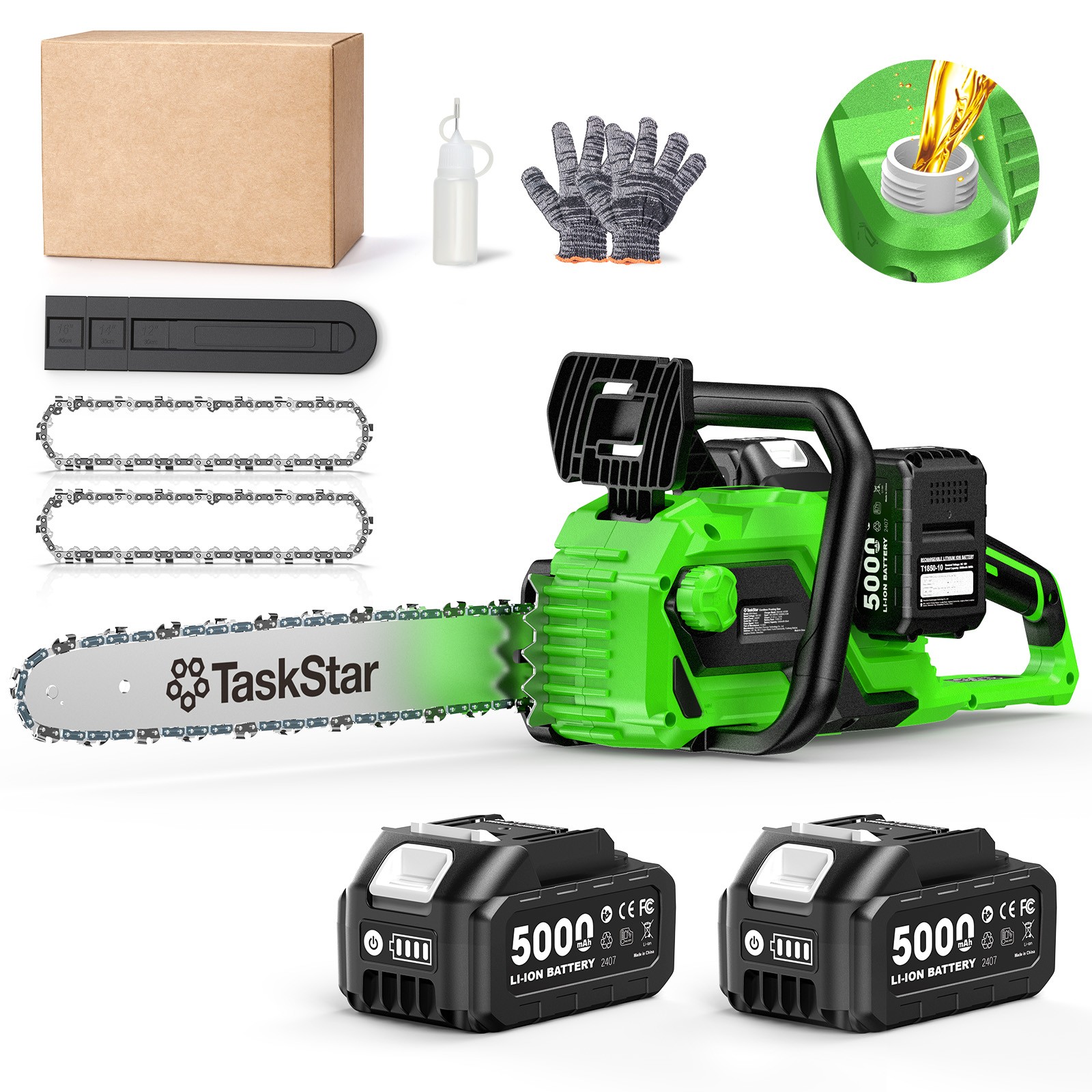 Taskstar 40V 16-Inch Cordless Chainsaw Brushless Saw 2×5.0Ah Battery & Charger gallery
