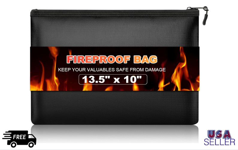 Fire Proof money Bag 2000℉ Fireproof Document Pouch Waterproof Safe Cash US gallery