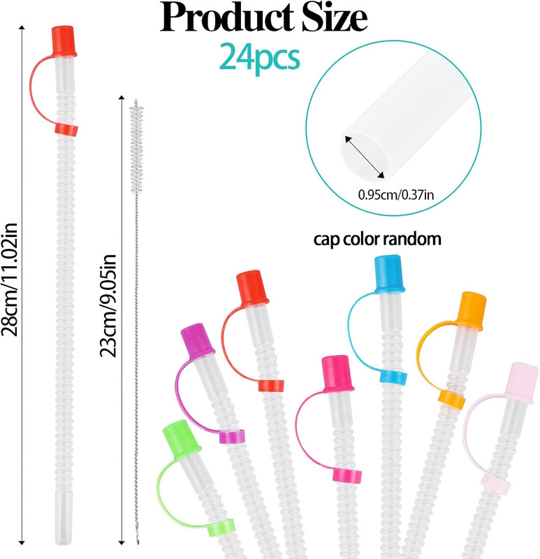 Multifunctional 24 Pack Bendable Straws and Covers. 11 Inch Long Flexible Straws gallery