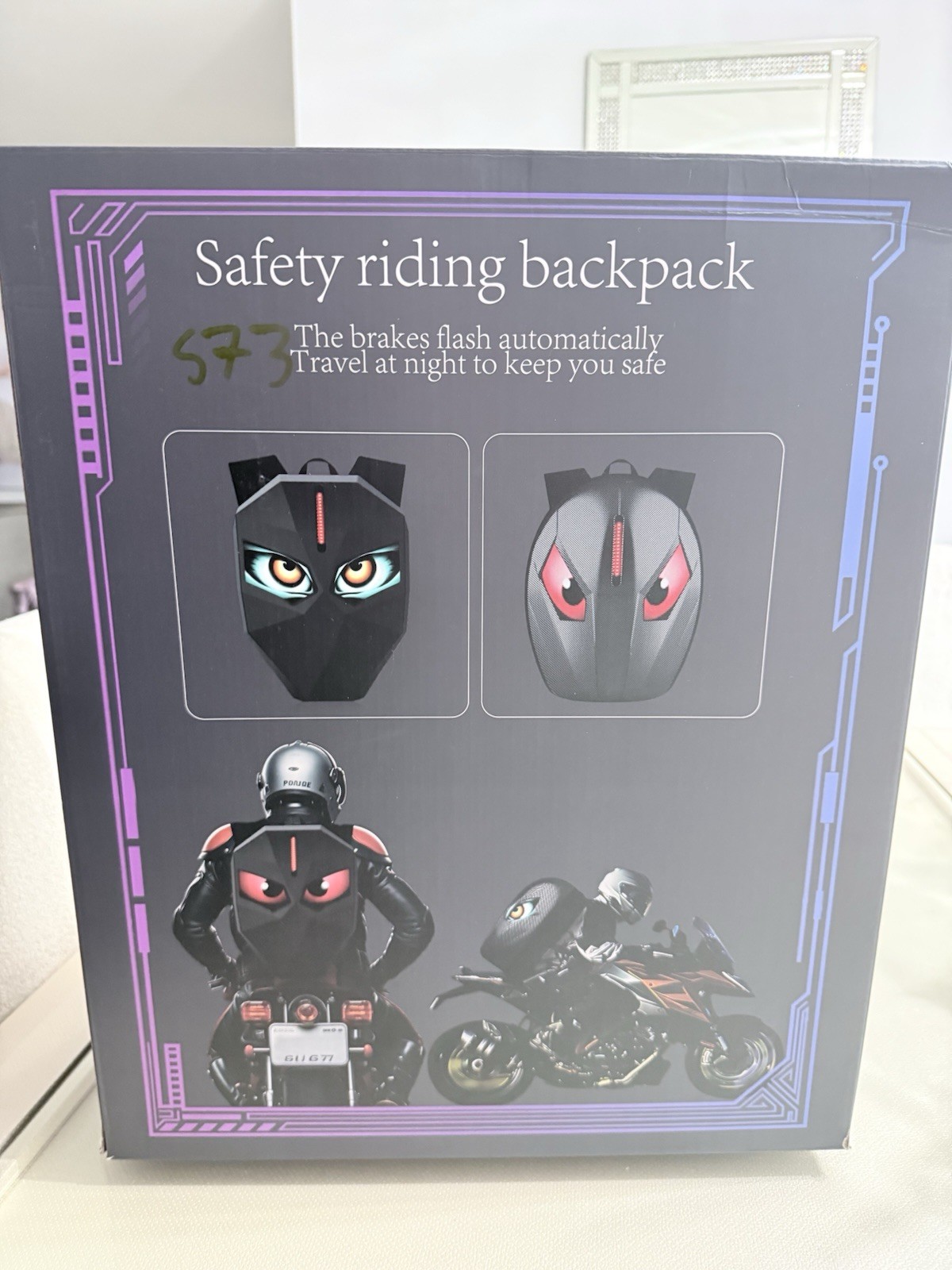 LED Motorcycle Backpack with a DIY Fully Programmable Screen Move Eye Helmet Bag 3