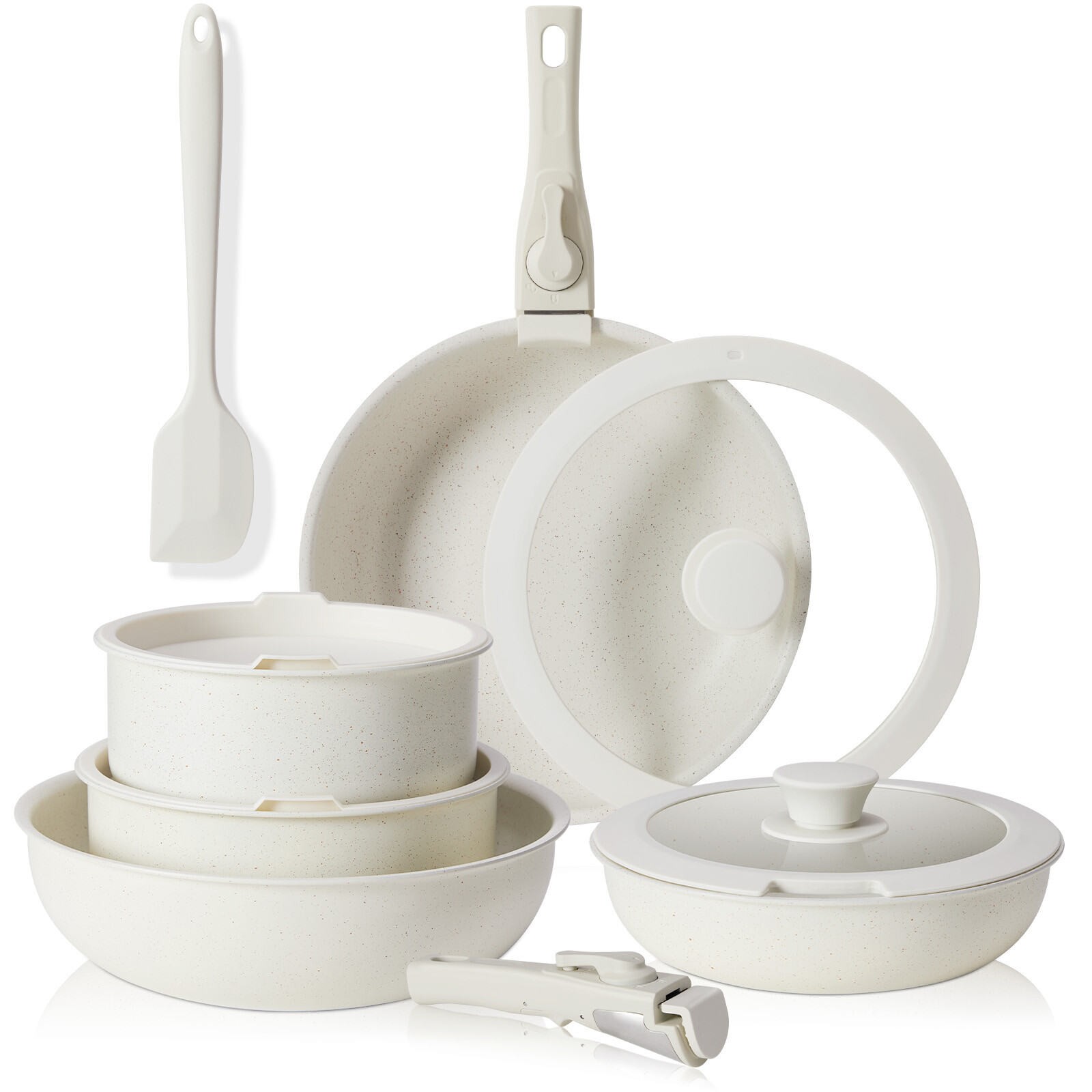 Non-Stick Pots and Pans Cookware Set with Detachable Handle for Kitchen 12pcs gallery