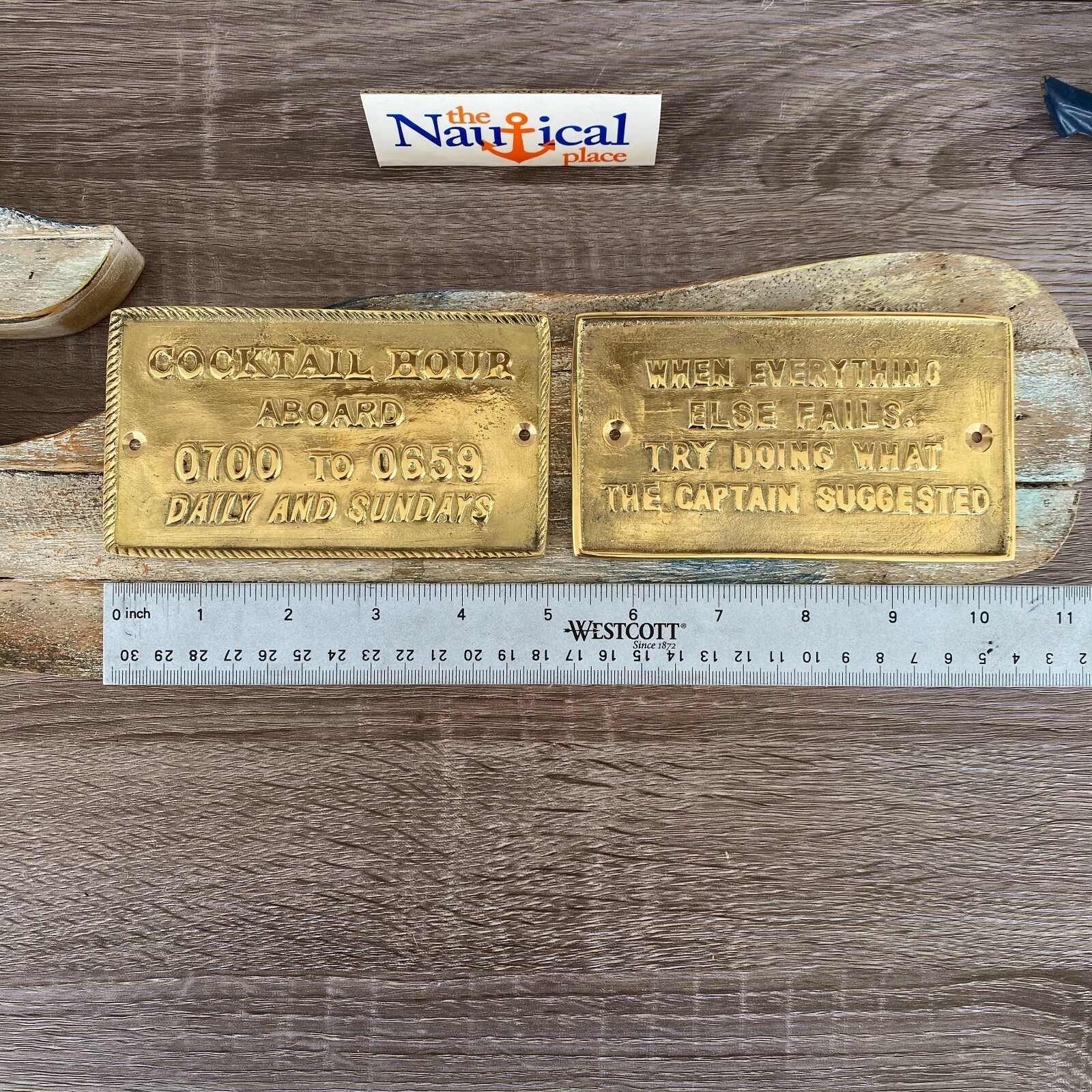 Nautical Signs - Solid Brass - Captain Suggested, Cocktail Hour - Nautical Decor gallery