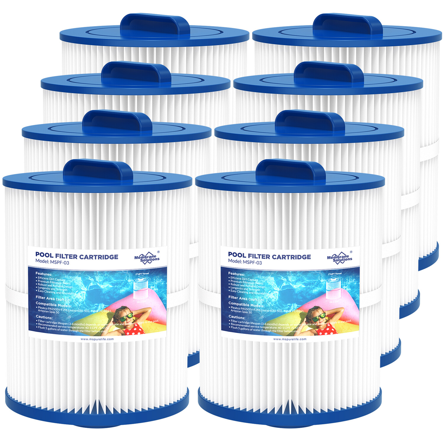8 Pack Pool Spa Filter Cartridge Replace for Pleatco PAS50SV-F2M 6CH-502 FC-0311 gallery