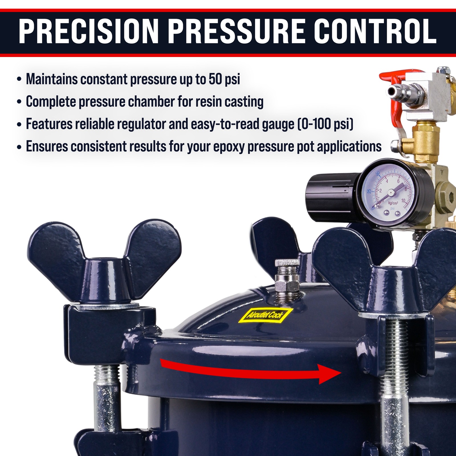 TCP Global 2.5 Gallon Resin Pressure Pot 10L Steel Casting Chamber w/Wheels gallery
