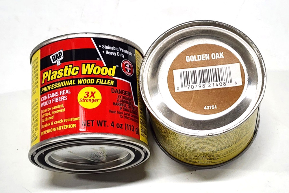 2- 4 Oz. Cans DAP Plastic Wood Professional Wood Filler 3X Golden Oak